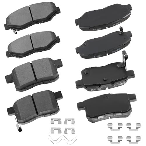 cciyu D958 D1451 Brake Pads w/Hardware Front Rear Disc Brake Pad Set - size: Front[D958] + Rear[D1451]