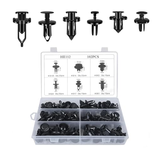 OTUAYAUTO 102PCS Universal Bumper Retainer Clips Push Type Fasteners - size: Universal (102 pieces)