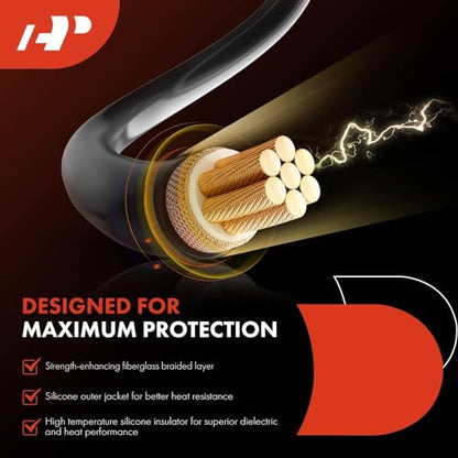 A-Premium 7MM Spark Plug Wires Set of 9 Compatible with Jeep & Pontiac