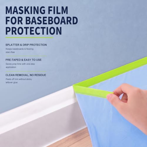 12 Rolls Pre-Taped Masking Film, 22" x 66 ft Painters Plastic