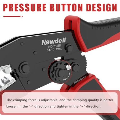 Newdeli Wire Crimping Tool for Solar Connectors - AWG 14 12 10 MC4 Crimping Tool Ratchet Wire Crimper for MC4 Connector Ratcheting Crimping Plier Crimp Tool - style: ND-2546B for solar connectors