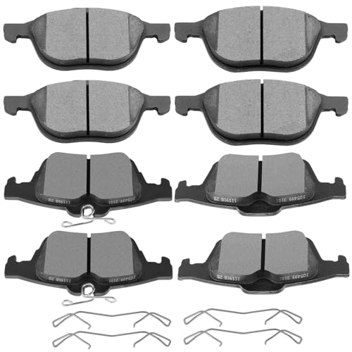 SCITOO Disc Brake Pads Kits Front Ceramic Rear Semi-Metal 8pcs - size: Front D1044 & Rear D1564