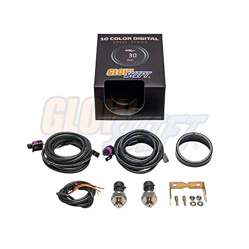 GlowShift 10 Color Digital Dual 100 PSI Pressure Gauge Kit, 2-1/16" 52mm