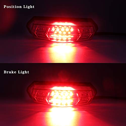 Universal Clear Integrated Motorcycle 25 LED Tail Light with Turn Signal Position Brake-Stop Alert Function for Dirt Bike Buggy Chooper Cruiser ATV(Clear/Stop Alert) - color: Clear/Stop Alert