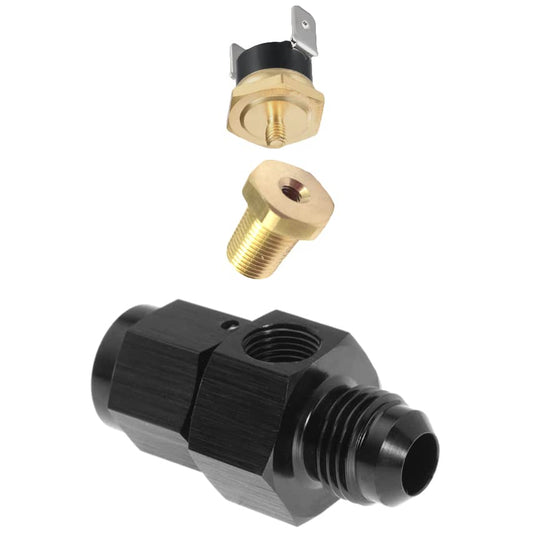 American Volt Engine Transmission Oil Cooler Inlet Hose in-Line Thread-On an Fitting Adapter Thermostat Temperature 12 Volt Electric Cooling Fan Switch Sensor (150'F On - 135'F Off, 8AN) - size: 8AN, style: 150'F On - 135'F Off