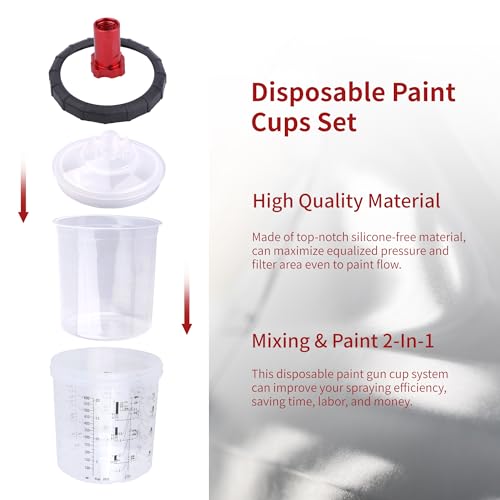HVLP Spray Gun Kit, 4 Nozzles & 10 Disposable Paint Cups for Auto - color: RED