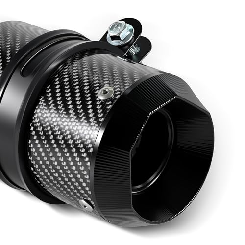 Motorcycle Exhaust, Slip-on Motorcycle Muffler, Carbon Fiber Slip on Exhaust Muffler, Fit for Z900 GSXR750 CBR650 and more, with Complete Accessories, Black