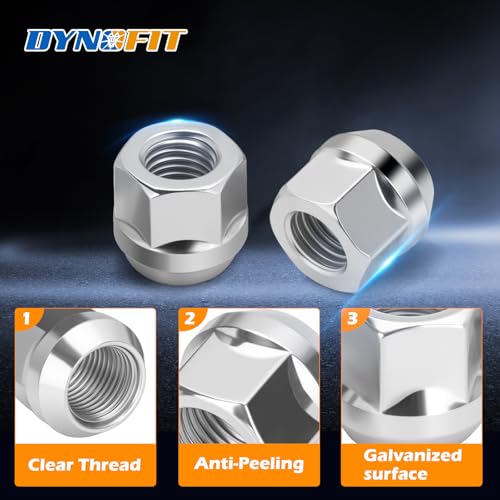 dynofit 1/2"-20 Lug Nuts Compatiable with Ford Ranger Mustang Jeep Grand Cherokee Wrangler,20pcs 1/2x20 Chrome Open End Wheel Nuts,for Explore Crown Victoria 5 Lug Aftermarket Wheels - size: 1/2"-20,Hex 3/4”