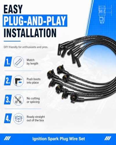 ST-6093 Ignition Spark Plug Wire Set 8mm 6-Pack for Ford