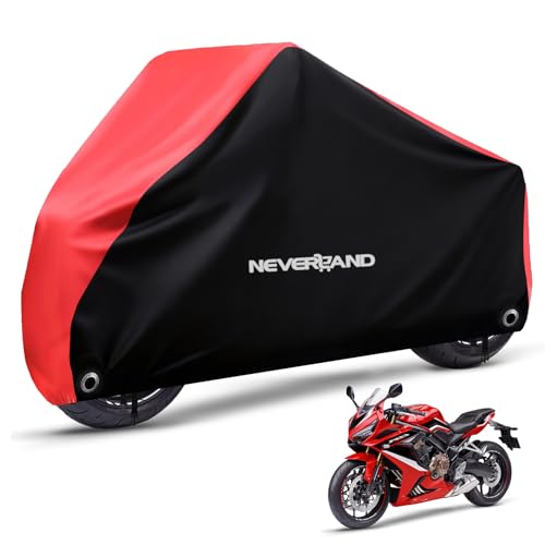 NEVERLAND Motorcycle Cover Waterproof Outdoor Heavy Duty with 2 Lock-Holes - color: Red, size: XXL