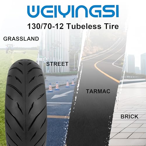 130/70-12 Tubeless Tire for Scooter, Moped, Tricycle - Bias-6PR 62 P-1 PACK - size: 130/70-12