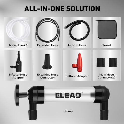 Fluid Transfer Siphon Pump for Gasoline, Multi-use Liquid Transfer Pump, Max 3 GPM High Flow, Hand Pump with Inflator Hose adapter, Balloon Adapter for Gas, Water, Transmission Fluid and Diesel - color: Clean White