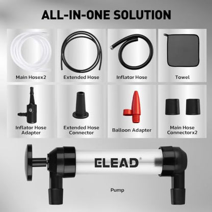 Fluid Transfer Siphon Pump for Gasoline, Multi-use Liquid Transfer Pump, Max 3 GPM High Flow, Hand Pump with Inflator Hose adapter, Balloon Adapter for Gas, Water, Transmission Fluid and Diesel - color: Clean White