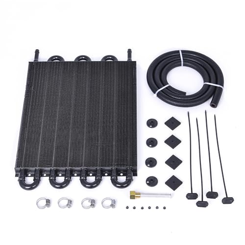 Universal 5/16" Transmission Oil Cooler, 8 Pass Tube and Fin Cooler Kit Aluminum Black - color: 8 Pass Black