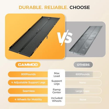 CAMMOO 8 FT Aluminum Wheelchair Ramp with 800 LBS Load Capacity, Portable Folding ramps for wheelchairs - size: 8 FT