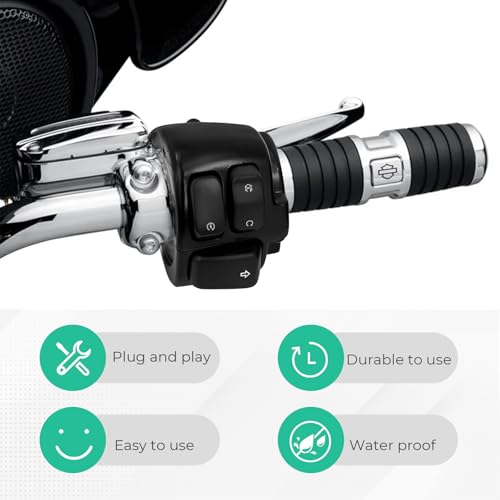 BHB Motorcycle 1" Handlebar Switches Control and Wiring Harness Compatible with Harley Softail 1996-2012 Dyna Sportster V-Rod (Black) - color: Black