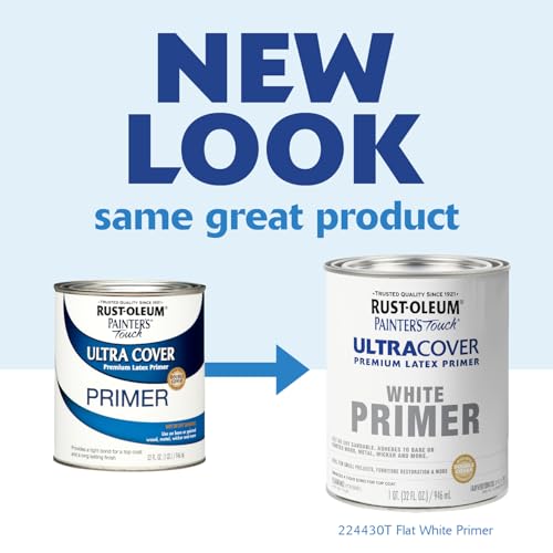 Rust-Oleum Brush On Painter's Touch Latex Paint, Flat White Primer - color: Flat White Primer, size: 1 Quarts (Pack of 1)