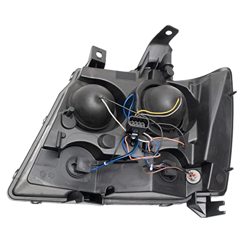 TRQ Performance Driver and Passenger Side Headlight Assembly Set Black - style: HLA71033