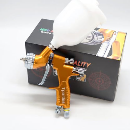 Auto Body Paint Spray Gun Kit Automotive air hvlp Spray Gun Car Paint Gun Gravity kit 1.3mm Tip 600ml Plastic Cup for Car Paint，Gold - color: Gold