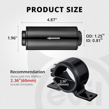 EVIL ENERGY 6AN Fuel Line Kit 10FT CPE Hose 30 Micron Filter 60mm Bracket - size: 30 Micron