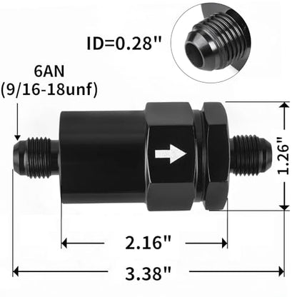 6AN Billet Inline Fuel Filter 30 Micron Anodized Aluminum Black 2PCS - size: 6 AN (3/8 in)