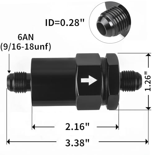 6AN Billet Inline Fuel Filter 30 Micron Anodized Aluminum Black 2PCS - size: 6 AN (3/8 in)