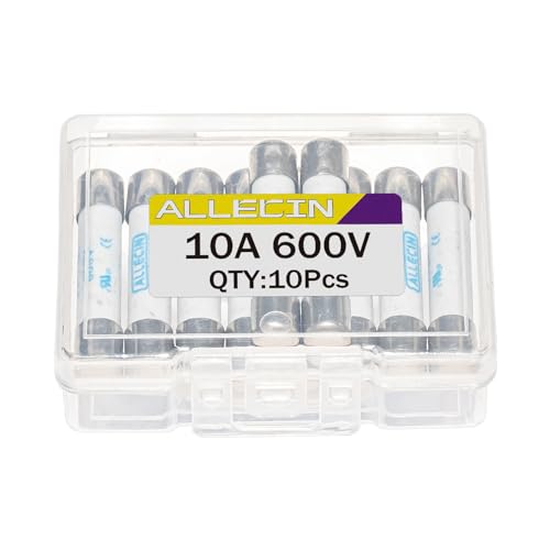 FF10A Multimeter Fuse 10A 600V 6.3x32MM Digital Multi Meter Fast Acting Fuses 10 Amp 600 Volt 0.25x1.26Inch Nickel-Plated Brass Ceramic Fast Blow Multimeters Fusibiles (Pack of 10Pcs) - style: FF10A
