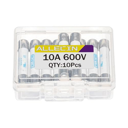 FF10A Multimeter Fuse 10A 600V 6.3x32MM Digital Multi Meter Fast Acting Fuses 10 Amp 600 Volt 0.25x1.26Inch Nickel-Plated Brass Ceramic Fast Blow Multimeters Fusibiles (Pack of 10Pcs) - style: FF10A