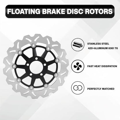 Front Rear Brake Disc Rotors Pads for HONDA CBR 600 F3 CBR600F3 1995-1998 - color: Black
