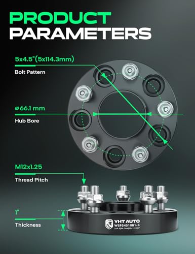 YHTAUTO 5x4.5 Hub Centric Wheel Spacers 1 Inch for Nissan, Infiniti - color: Black, size: 1" ( 4 Pcs )