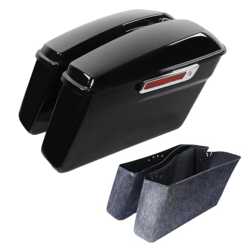 TCMT Motorcycle Hard Saddlebags & Liners Fit For 2014-2024 Harley - color: Vivid Black Chrome Latches, size: Standard Saddlebags