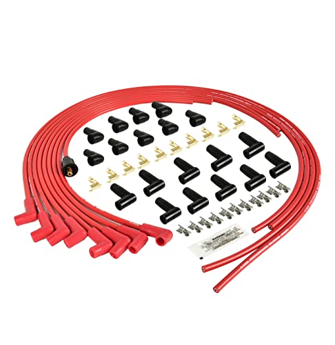 Universal Spark Plug Wire Set 8.5mm with Red Silicone Jacket and 90 Degree Boots Replaces 4041 - style: 90 Degree Boots