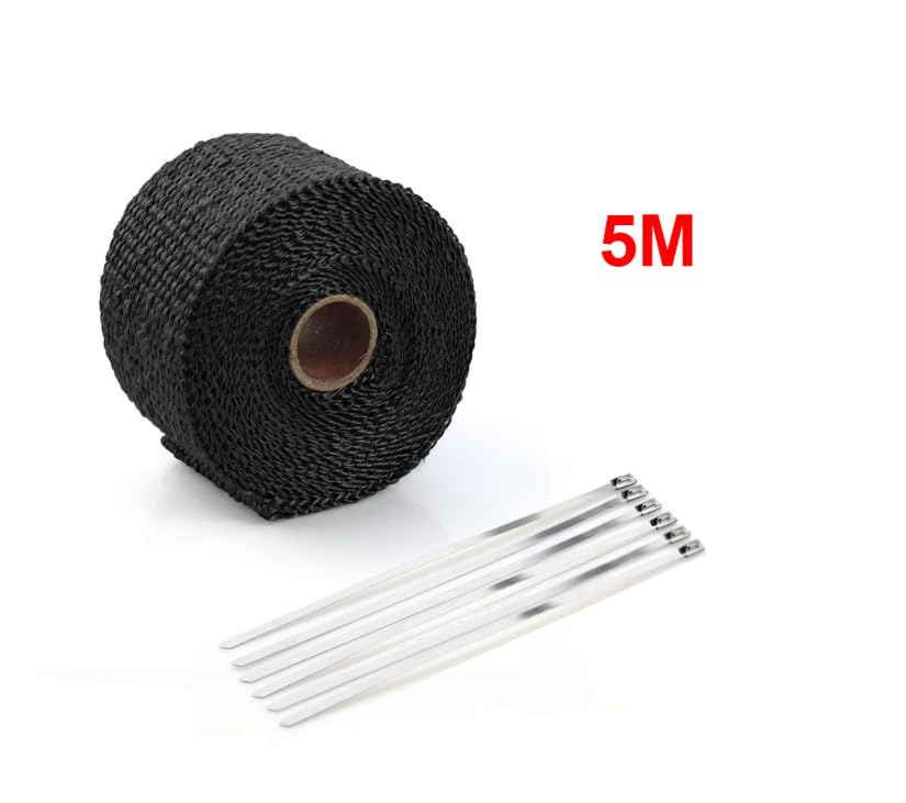 Exhaust Heat Wrap Roll,1400°F High Temp Fiberglass Heat Shield Tape-Black