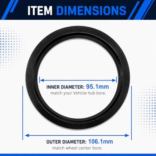Hub Centric Rings Wheel Hub Rings for Aftermarket Wheels Reduces Vibration - Improve Wheel Fitment Pack of 4 (106.1-95.1) - size: 106.1-95.1