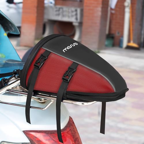 MOSISO Motorcycle Tail Bag Waterproof Polyester Storage Saddle Bag,Red - color: Red