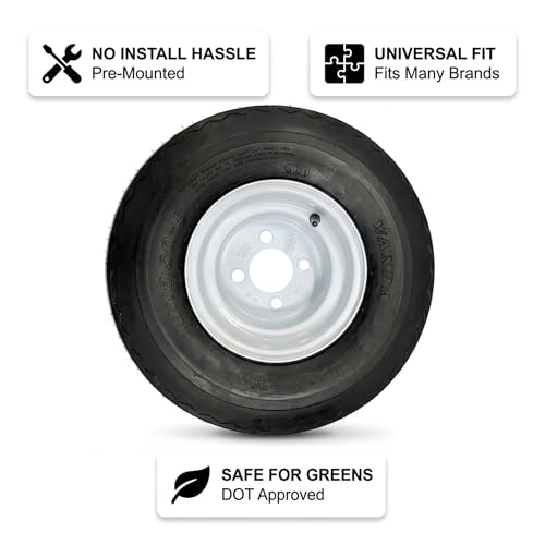 eCustomrim 4-Pack Golf Cart Tire Rim Assembly 8 Inch 18X8.50-8 4 Lug White - size: 18X8.50-8