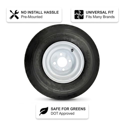 eCustomrim 4-Pack Golf Cart Tire Rim Assembly 8 Inch 18X8.50-8 4 Lug White - size: 18X8.50-8