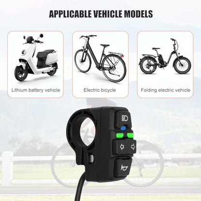 Motorcycle Head Light Turn Switch, 7/8" Ebike Horn Turn Signal Lamp Control with Wire Harness, Motorbike Handlebar Warning Button Mount, Compatible for Dirt Bike Scooter