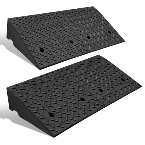 DNA Motoring 2pcs 6.9" Rise Rubber Curb Ramp Heavy Duty Loading Driveway Ramp Threshold Ramp 39" L x 19.5" W x 6.9" H for Loading Dock, Warehouse, Motorcycles, Cars, TOOLS-00653X2 - style: 7" 2pc