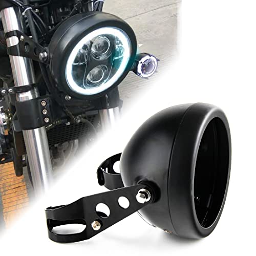 5 3/4" 5.75 Inch Motorcycle Headlight Housing Bucket - Universal Headlight Assembly Replacement for Motorcycle Headlight Mounting, Durable Headlight Bracket Housing