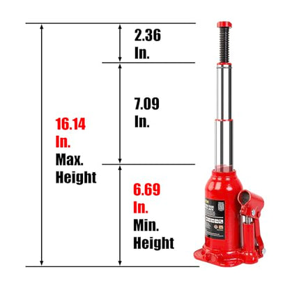Torin 4 Ton (8,000 LBs) Double Ram Welded Bottle Jack, 6.69-16.14 inchs Lifting Range for Car Auto Repair and House Lift, Red - color: Black, style: Double Ram Welded Hydraulic