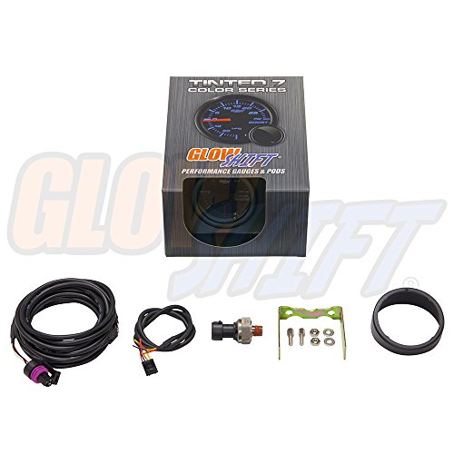 GlowShift Tinted 7 Color 30 PSI Fuel Pressure Gauge Kit, 2-1/16" 52mm