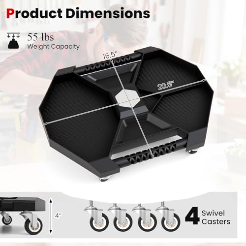 Goplus Rolling Tool Tray, Under Car Magnetic Moving Tray with 4 Swivel Casters, 55 LBS Capacity Caddy Tray, Tool Tray Creeper for Garage, Workshop, Automotive Repair, Mechanics - size: 20.5" x 16.5" x 4"