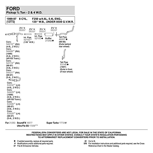 Walker SoundFX 18577 Direct Fit Exhaust Muffler 2.5" Inlet (ID) 2.5" Outlet (ID) for Ford F-150