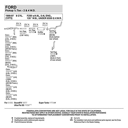 Walker SoundFX 18577 Direct Fit Exhaust Muffler 2.5" Inlet (ID) 2.5" Outlet (ID) for Ford F-150