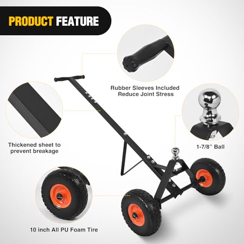Nilight Boat Trailer Dolly 600 Pound Capacity | Solid Steel Heavy Duty Includes 10" Polyurethane Tires, Built-in 1-7/8" Hitch Ball - color: Boat Trailer Dolly With 1-7/8" Hitch Ball