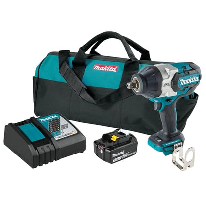 Makita XWT19T 18V LXT® Lithium-Ion Brushless Cordless 3-Speed 1/2" Sq. Drive Impact Wrench Kit w/Detent Anvil (5.0Ah) - style: Impact Wrench Kit