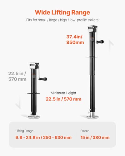 VEVOR 5000 lbs A-Frame Trailer Jack, 15" Vertical Travel, Adjustable Drop Leg, for Horse, Utility, Yacht Trailers - size: 5000 lbs (15 inch Stroke)