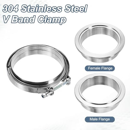 HARFINGTON V Band Clamp with Flange, 304 Stainless Steel, 6 Inch, Silver - size: 6 Inch