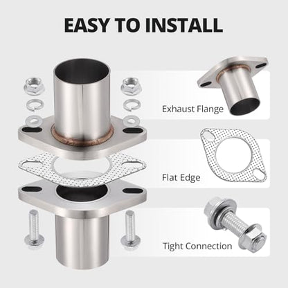 EVIL ENERGY 2 Bolt Exhaust Flange Repair Piping Kit, 304 Stainless Steel Exhaust Flange and Gasket Set with Bolts and Nuts, Universal Flange Replacement Kit for Quick Fix Repair (2") - size: 2"